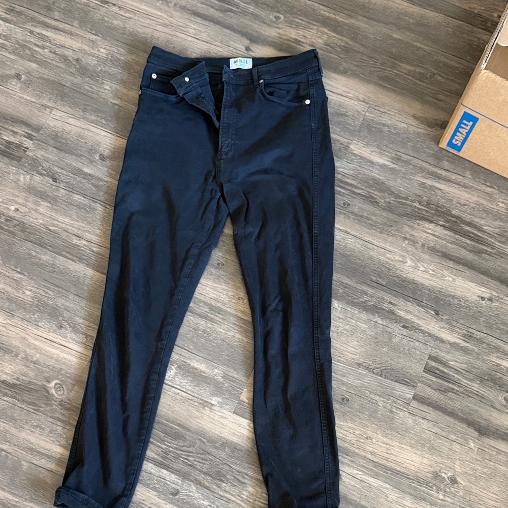 Agolde Women's Jet Black Jeans. Slim Highrise
